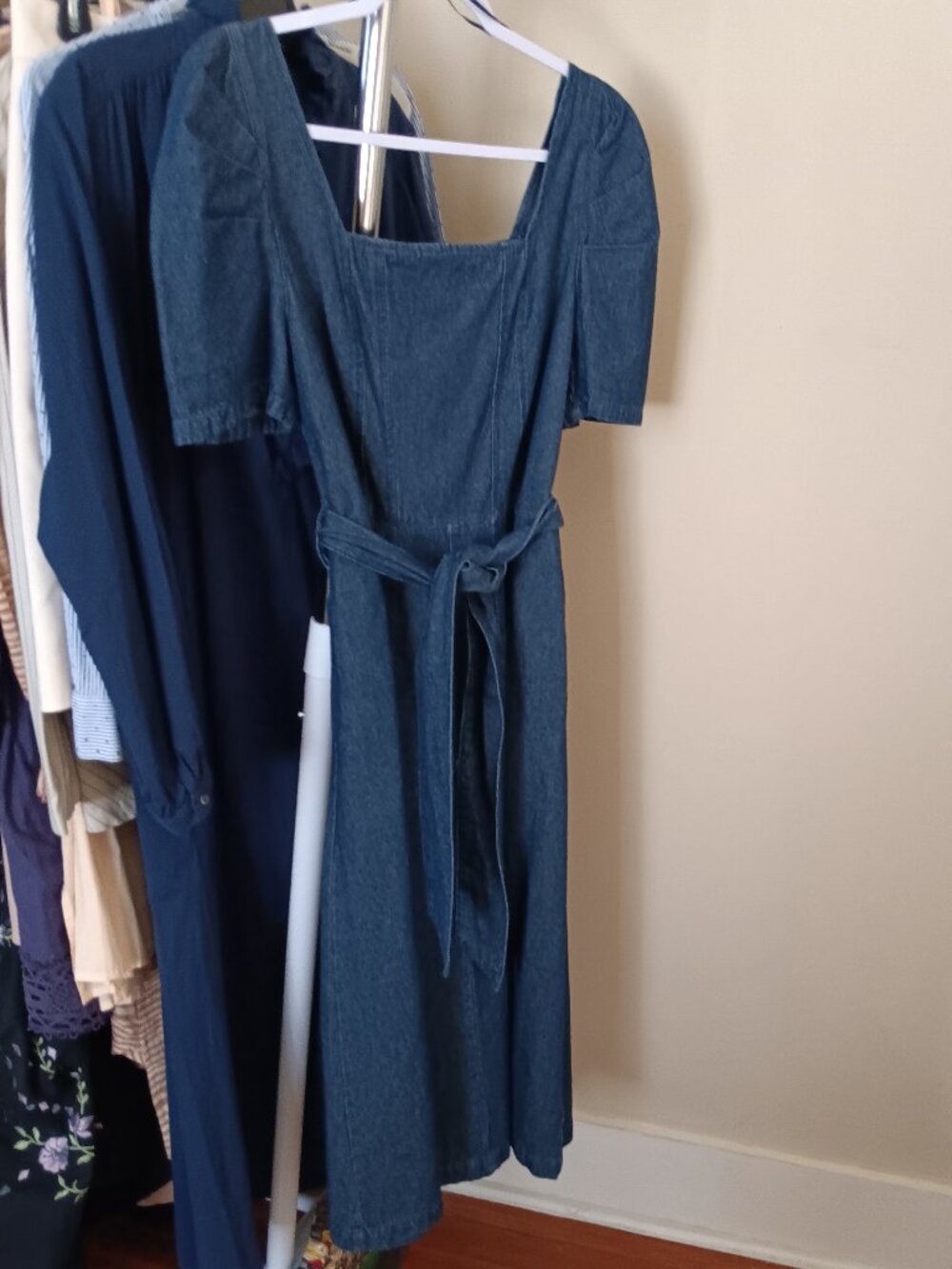 Blue Medium Wash 100% Cotton Denim Dress Short Sleeve Size Small - Picture 3 of 12